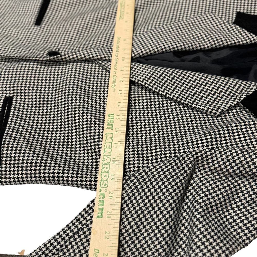 Y2K Parsons Place Vtg Houndstooth Blazer Black White Velvet Collar Wool Blend 12 - Picture 3 of 5